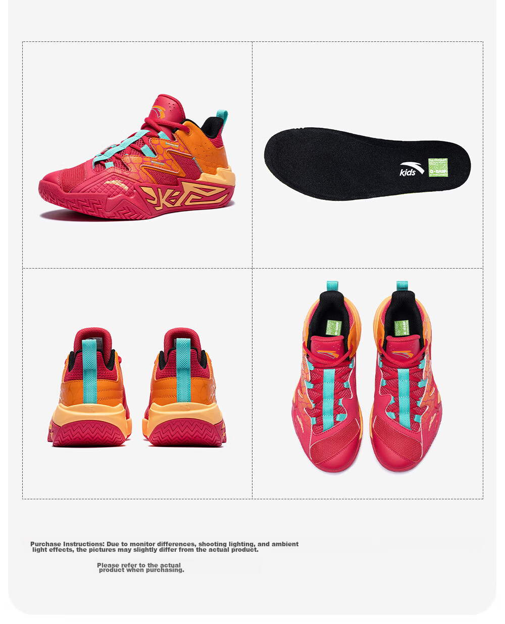 Anta Kids Boys Sports Shoes 2026 Summer Breathable Mesh Durable Cement Basketball Shoes A12621102 56